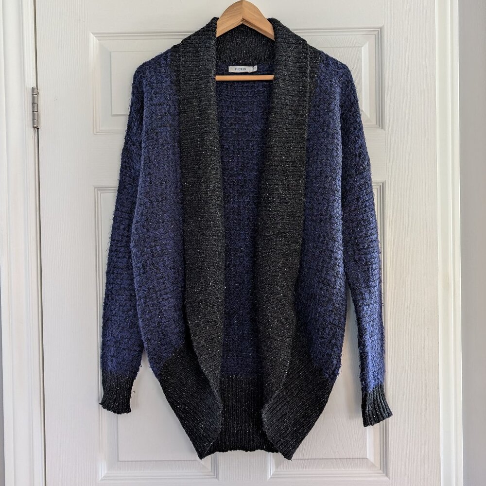 Ricki's open front cardigan sweater textured knit blue size small